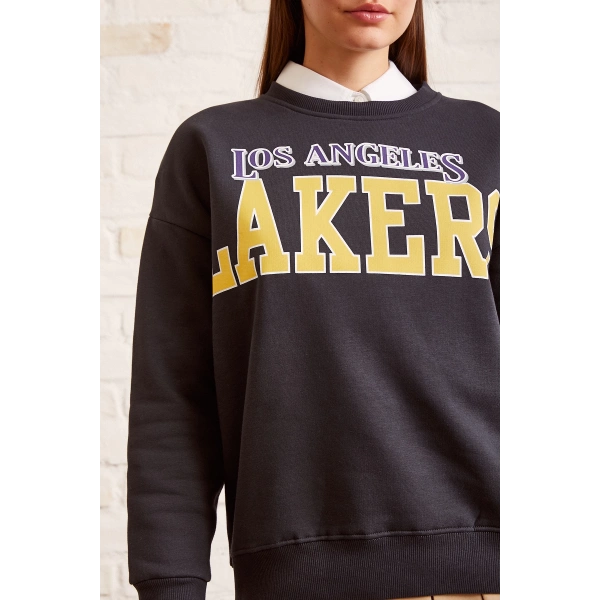 Lakers Baskılı Sweatshirt Antirasit