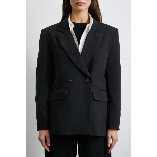Klasik Poliviskon Ceket Siyah