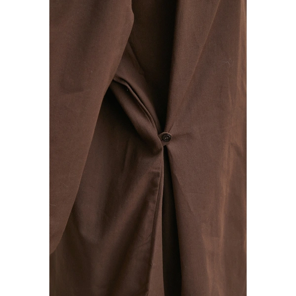 Düğme Detaylı Pamuklu Gömlek Kahve