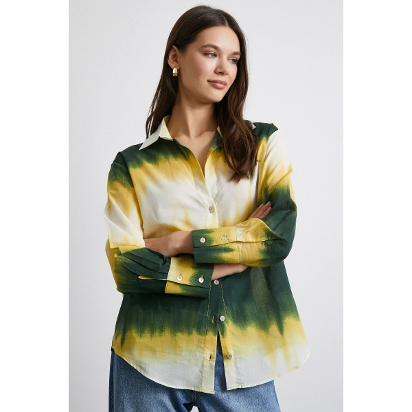 Degrade Desenli Gömlek Yeşil