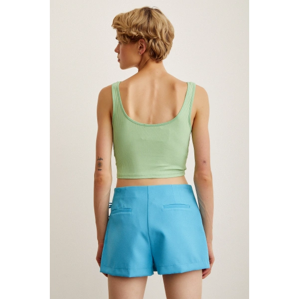 Askılı Crop Bluz Yeşil