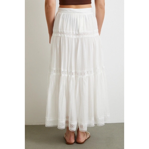 Dantelli Maxi Etek Beyaz