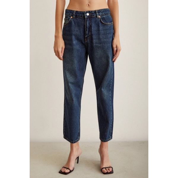 Yüksel Bel Mom Jean Lacivert