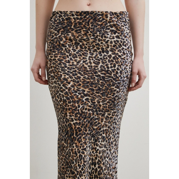 Leopar Desenli Verev Etek Bej