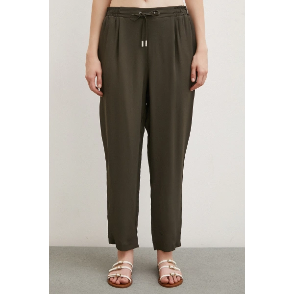 Beli Lastikli Boru Paça Pantolon Haki