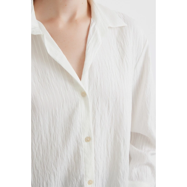 Paralel Çizgili Gömlek Beyaz