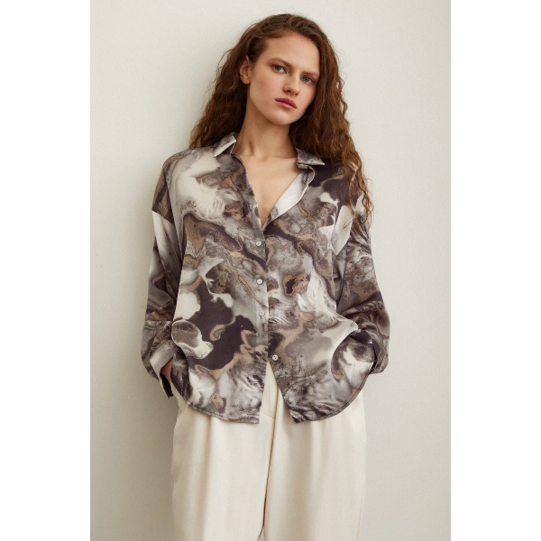 Batik Desen Gömlek Gri