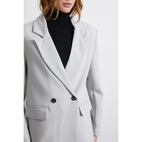 Klasik Poliviskon Ceket Gri