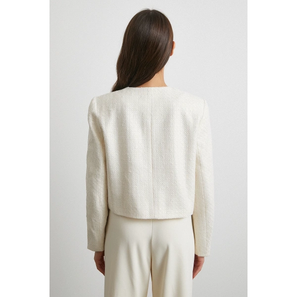 Koton Düğmeli Uzun Kollu Ceket Ekru