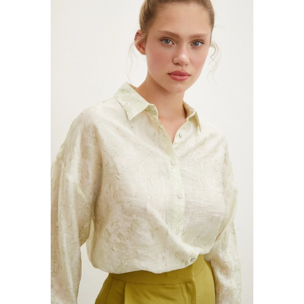 Damla Desenli Gömlek Yeşil