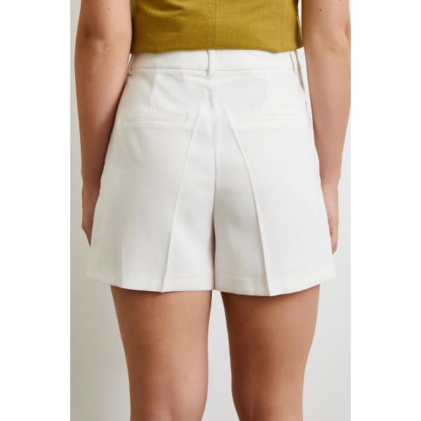 Piliseli Şort Etek Ekru