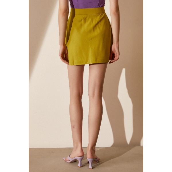 Yüksek Bel Şort Hardal