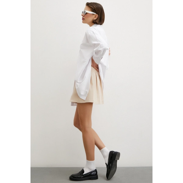 Gömlek Etek Elbise Krem