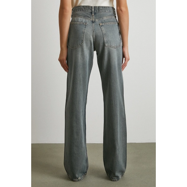 Beş Cepli Yüksek Bel Jean Füme