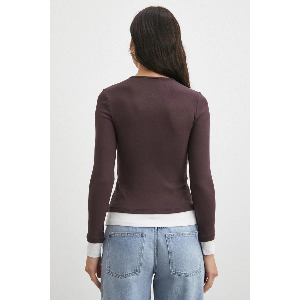 Garnili Çıtçıtlı Bluz Bordo