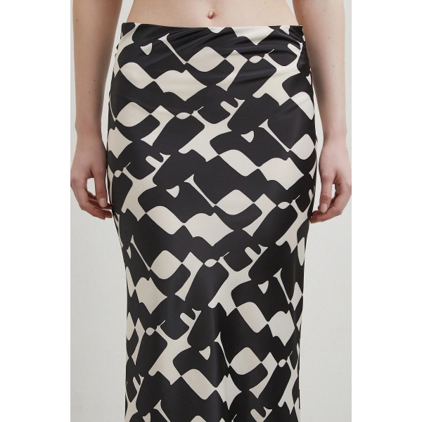 Desenli Maxi Verev Etek Bej