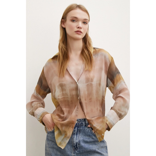 Krinkıl Desenli Gömlek Taş