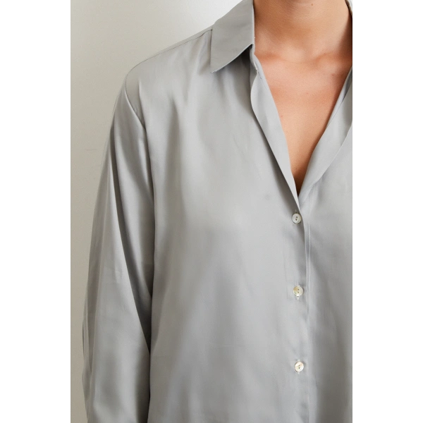 Diagonal Desen Gömlek Gri