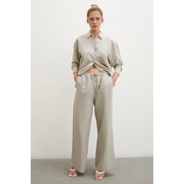 Cepli Oversize Gömlek Haki