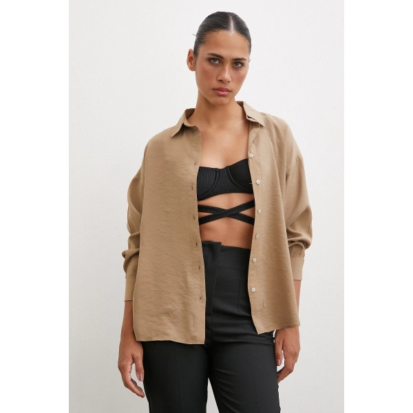 Basic Modal Gömlek Camel