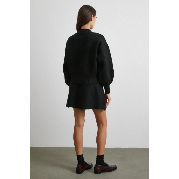 Hırka Etek Triko Takım Siyah