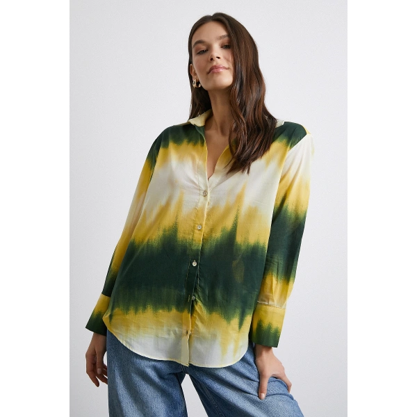 Degrade Desenli Gömlek Yeşil