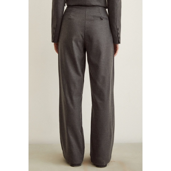 Pileli Kumaş Panolon Gri