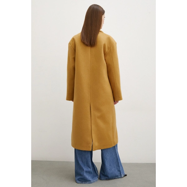 Midi Boy Tüylü Kaban Kahve