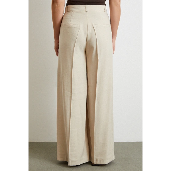 Geniş Paça Palazzo Pantolon Taş