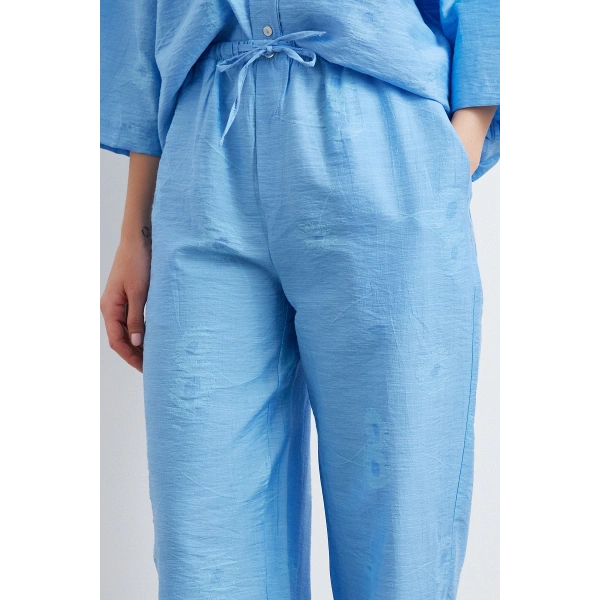 Arka Cepli Salaş Pantolon Mavi