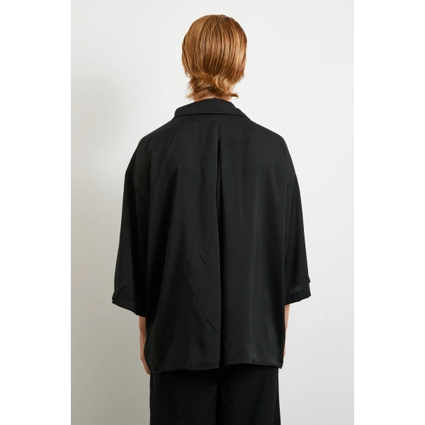 Dökümlü Romantik Gömlek Siyah