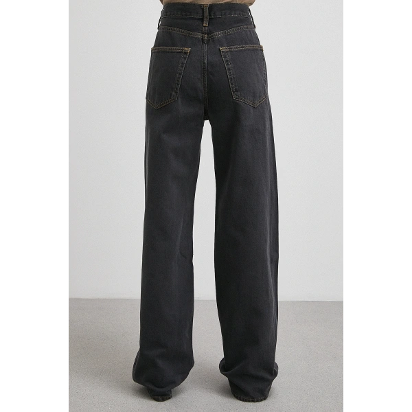 Beş Cepli Yüksek Bel Jean Siyah