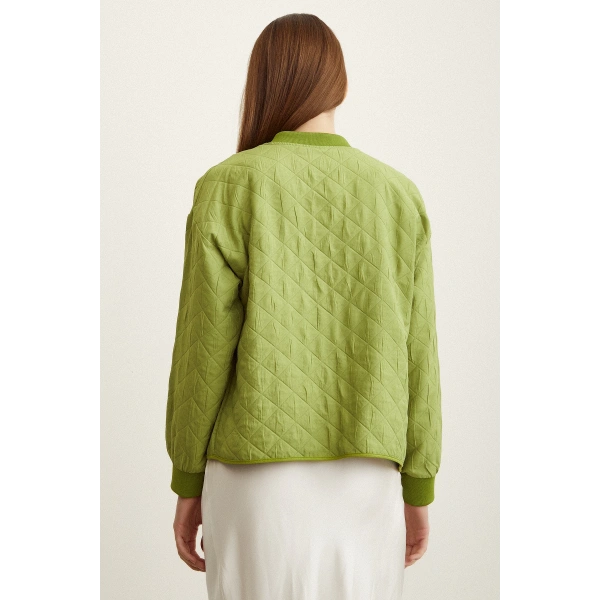 Bomber Kapitone Ceket Fıstık Yeşili