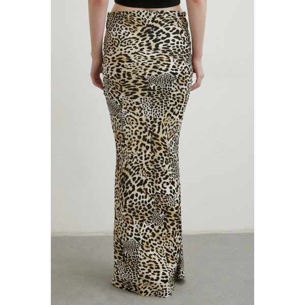 Leopar Desenli Verev Etek Ekru