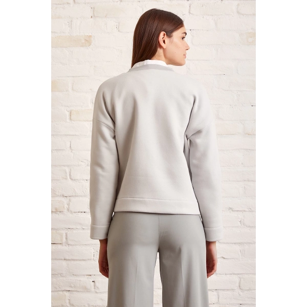 Bisiklet Yaka Oversize Sweatshirt Mavi