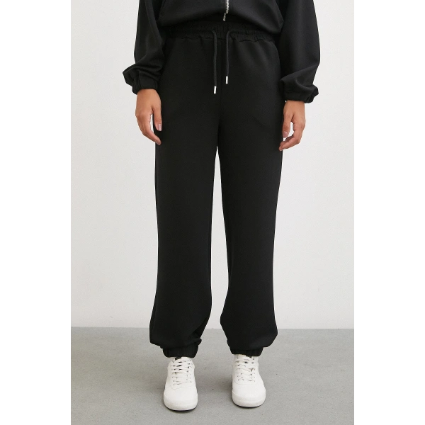 Lastikli Cepli Eşofman Altı Siyah