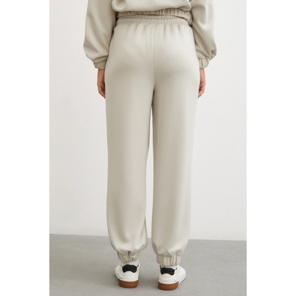 Lastikli Cepli Eşofman Altı Taş