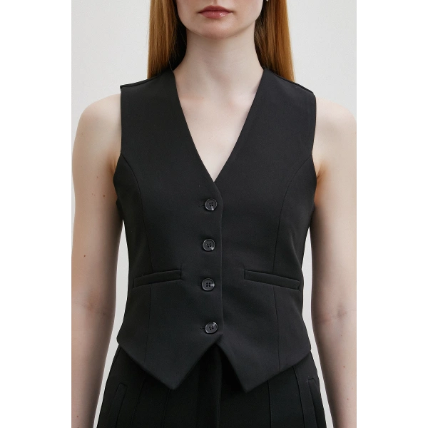 Astarlı Kuplu Yelek Siyah