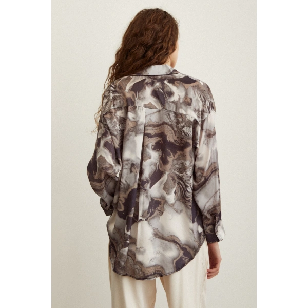 Batik Desen Gömlek Gri