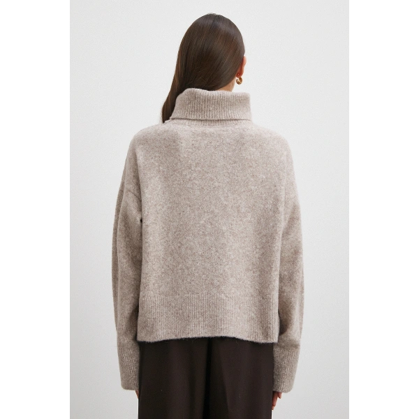 Balıkçı Yaka Uzun Kollu Kazak Gri