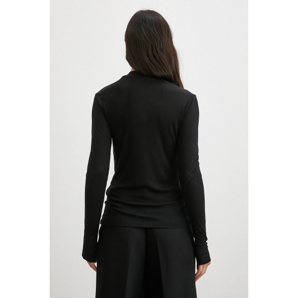 Bisiklet Yaka Kol Bluz Siyah