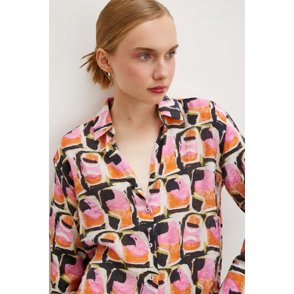 Van Gogh Desenli Gömlek Oranj