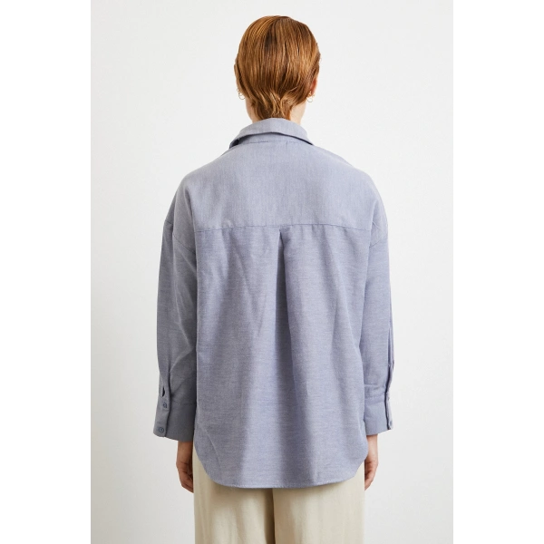 Robalı Klasik Gömlek Koyu Lacivert