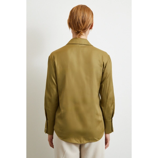 Diagonal Desen Gömlek Yeşil