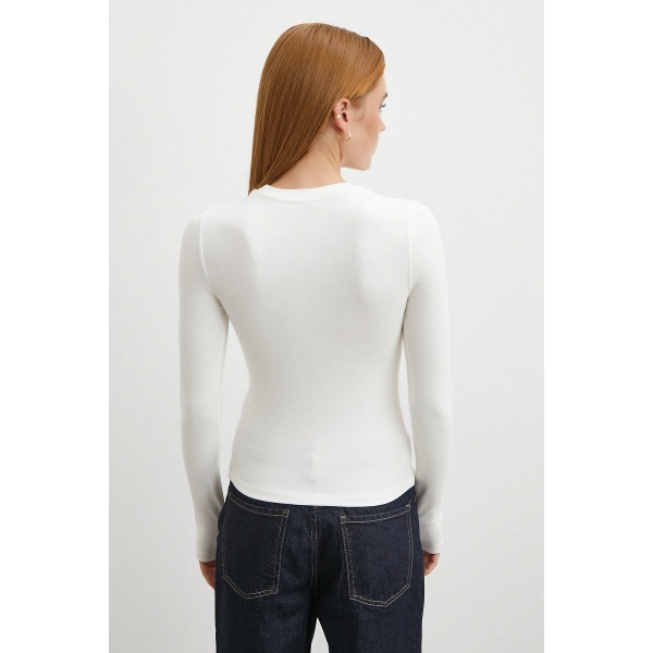 Kol Yırtmaçlı Bluz Beyaz