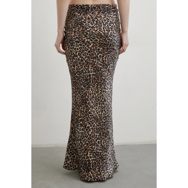 Leopar Desenli Verev Etek Bej