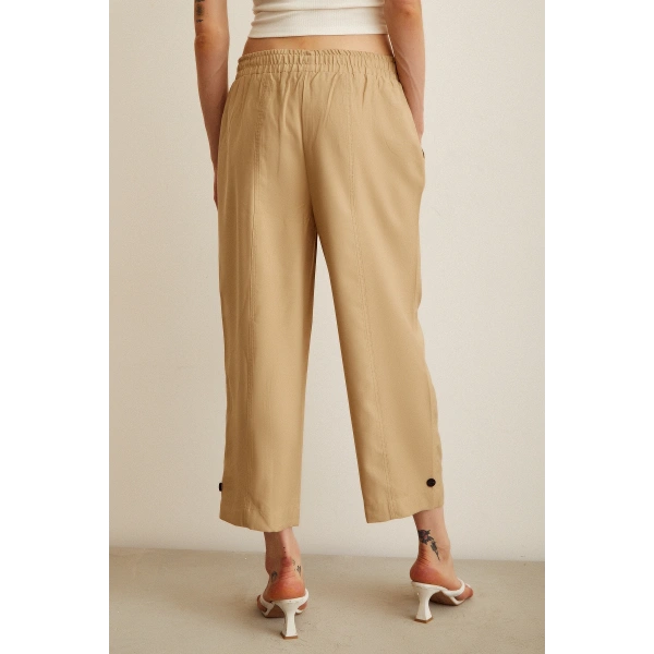 Lastikli Salaş Pantolon Bej