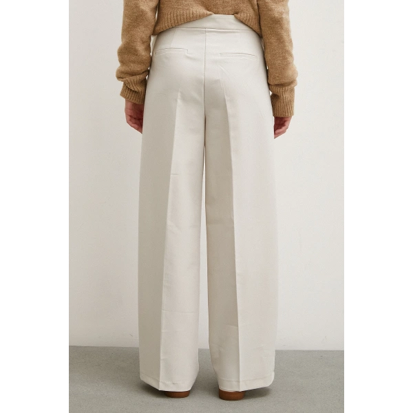 Geniş Paça Pantolon Krem