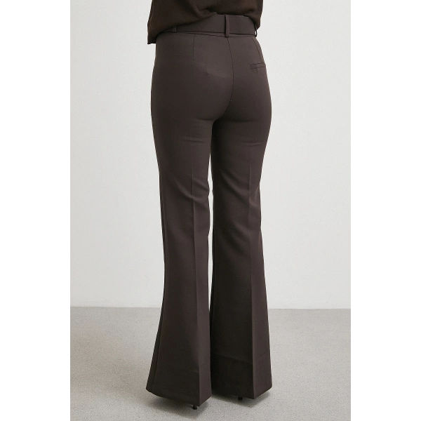 Kemerli İspanyol Paça Pantolon Kahve