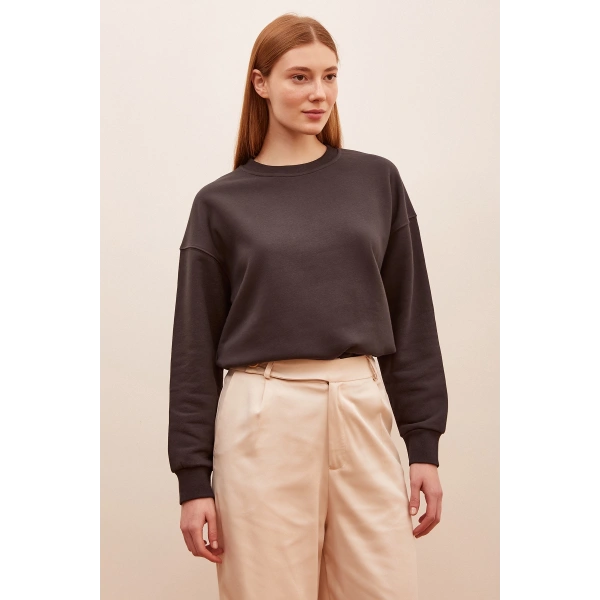 Bisiklet Yaka Sweatshirt Antirasit